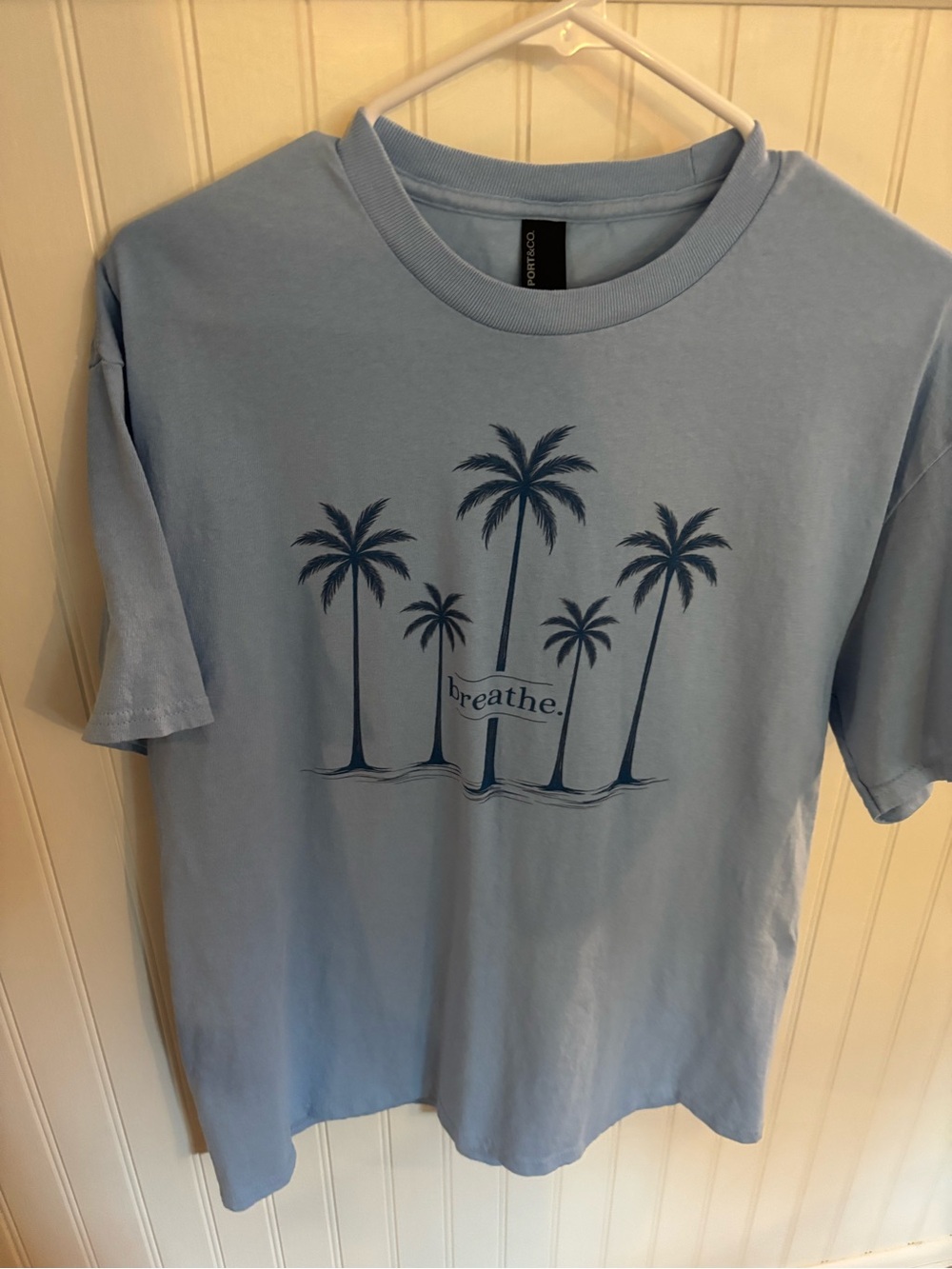 Port and Company Light Blue Palm 'Breathe' Short Sleeve Tee